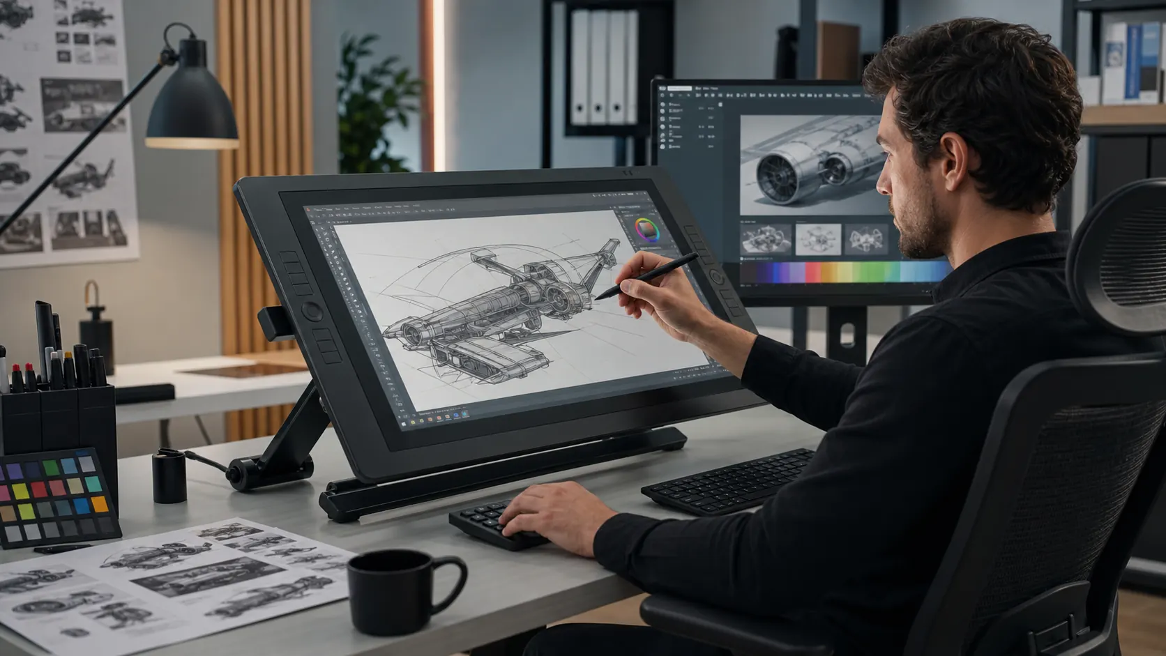 Professional digital pen display and creative workstation peripheral solution