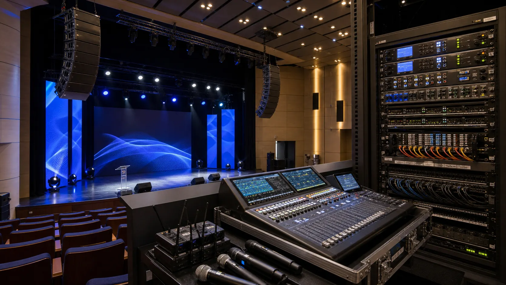 Professional loudspeakers, DSP processors, amplifiers and AV audio racks