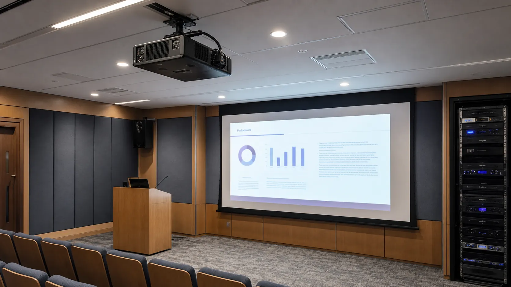 Enterprise laser projector, projection screen, ceiling mount and AV accessories